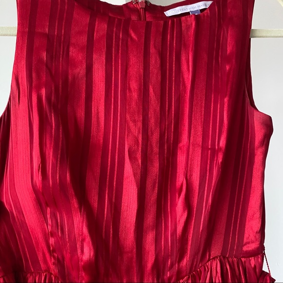 Red holiday dress with red stripes and sash - Picture 3 of 5